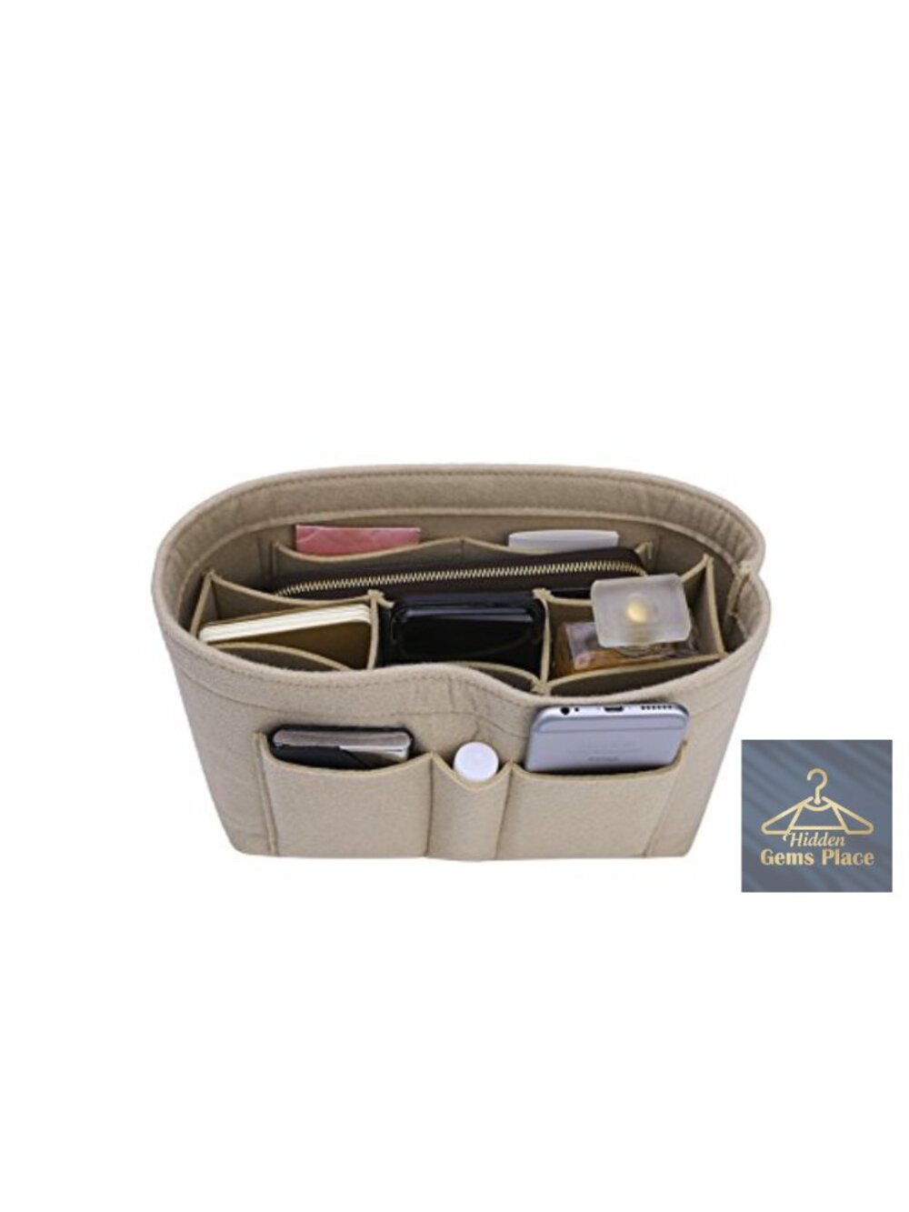 Purse Organizer Insert Felt Bag Handbag Shaper with 10 Pockets